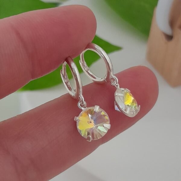 Aros argollas 10mm con cristal tornasol swarovsky - Laminados