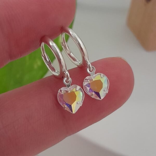 Aros argollas 10mm con cristal corazón tornasol swarovsky - Laminados