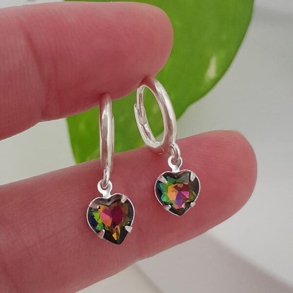 Aros argollas 10mm con cristal corazón verde swarovsky - Laminados