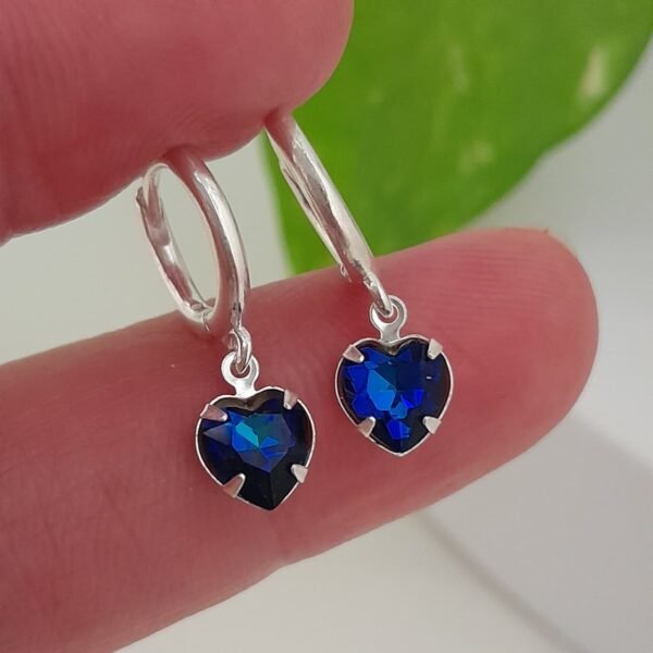 Aros argollas 10mm con cristal corazón azul swarovsky - Laminados
