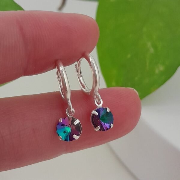 Aros argollas 10mm con cristal redondo azulado swarovsky - Laminados