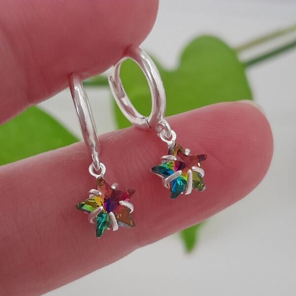 Aros argollas 10mm con cristal estrella colores swarovsky - Laminados