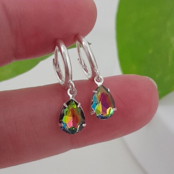 Aros argollas 10mm gota con cristal tornasol swarovsky - Laminados