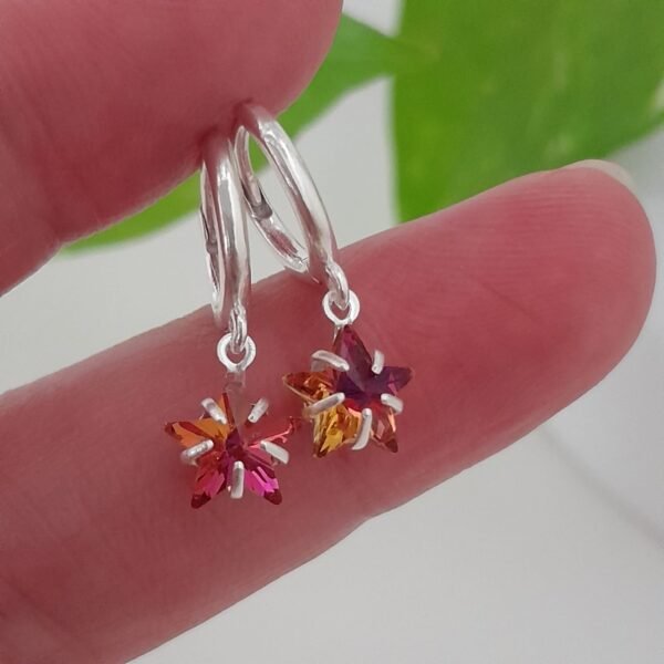 Aros argollas 10mm con cristal estrella rojizo swarovsky - Laminados