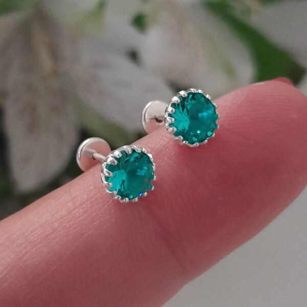 Abridor circulo engarzado verde agua