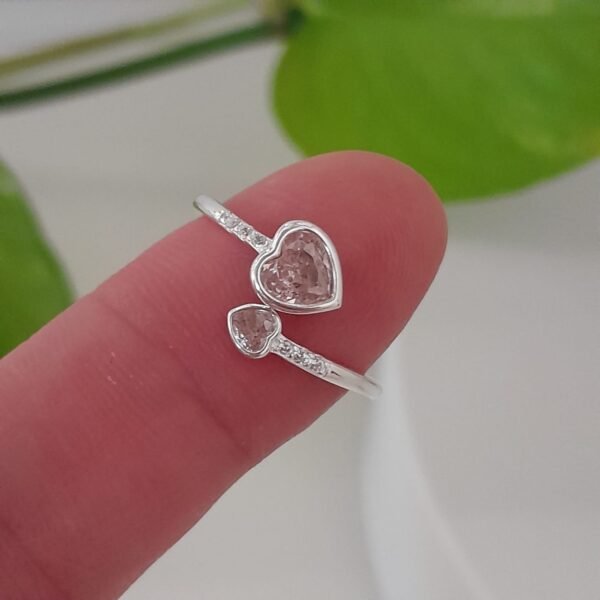 Corazones rosa ajustable-anillo italiano