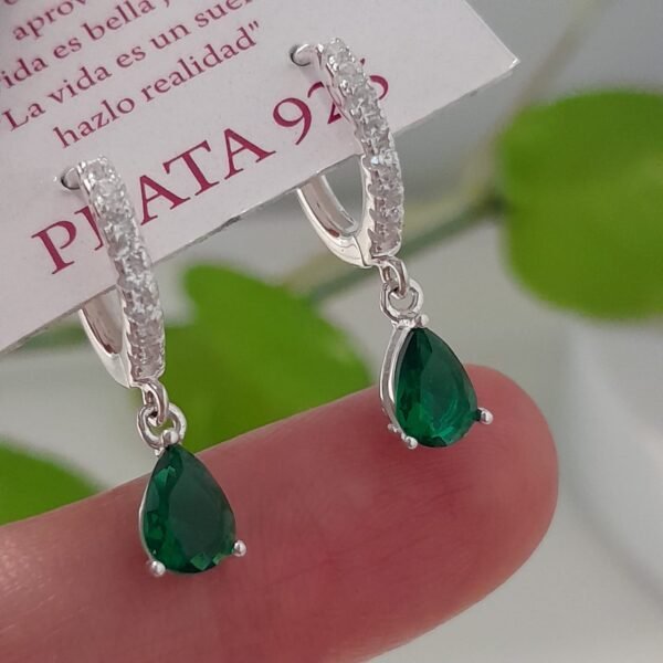 Huggies gota verde colgante-argolla italiana