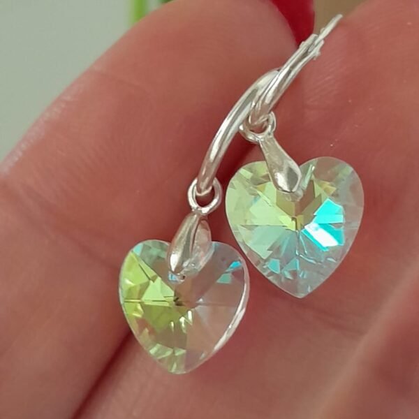 Corazón de swarovski amarillo aurora boreal-argolla italiana