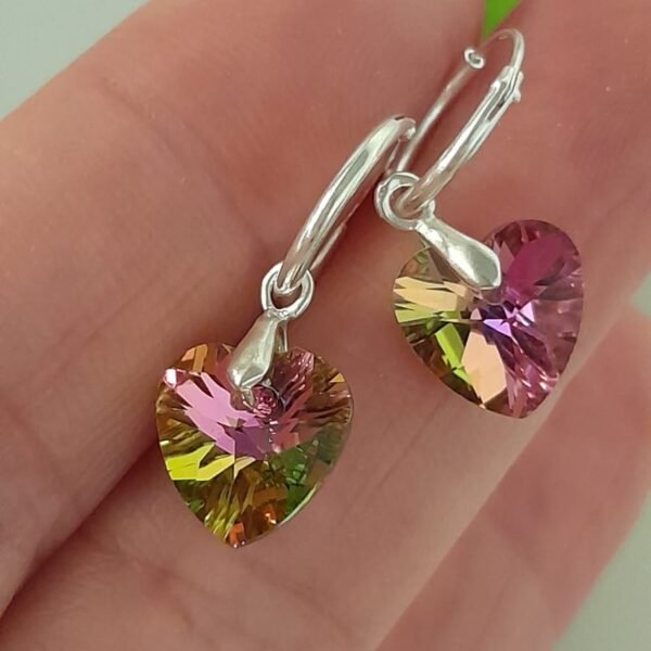 Corazón de swarovski tornasolados-argolla italiana