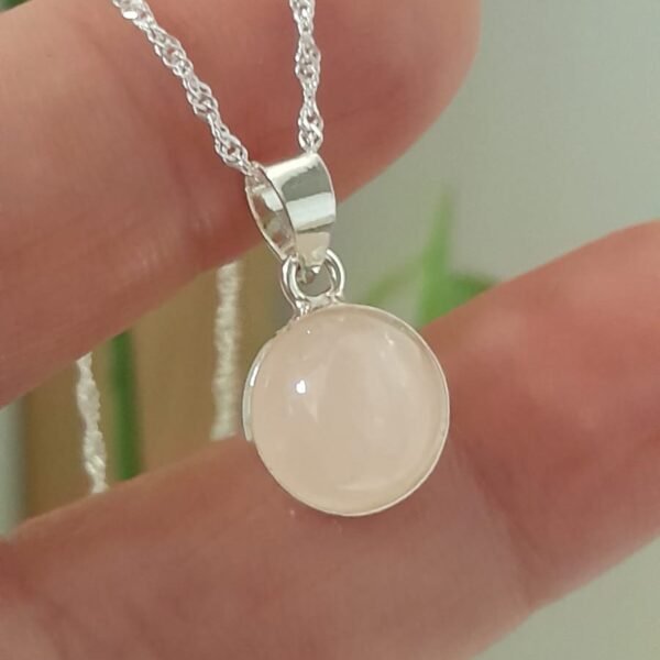 Piedra natural cuarzo rosa-dije italiano