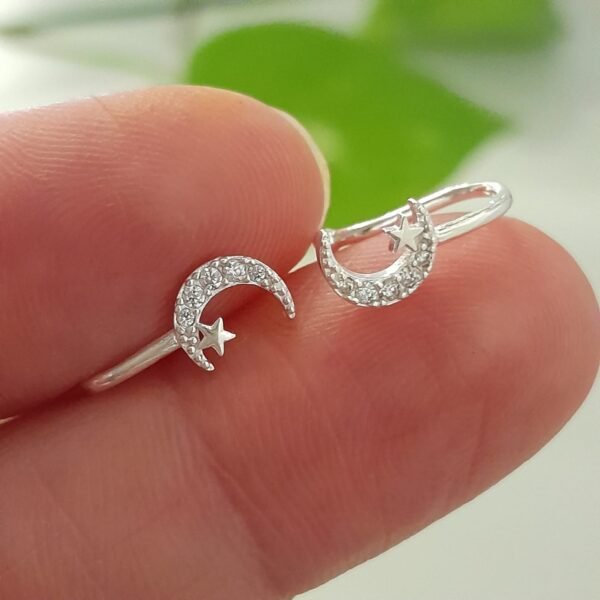 Cuff y piercing luna brillo por par-aro laminado