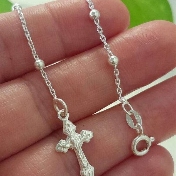 Denario liso cruz con cristo-pulsera italiana