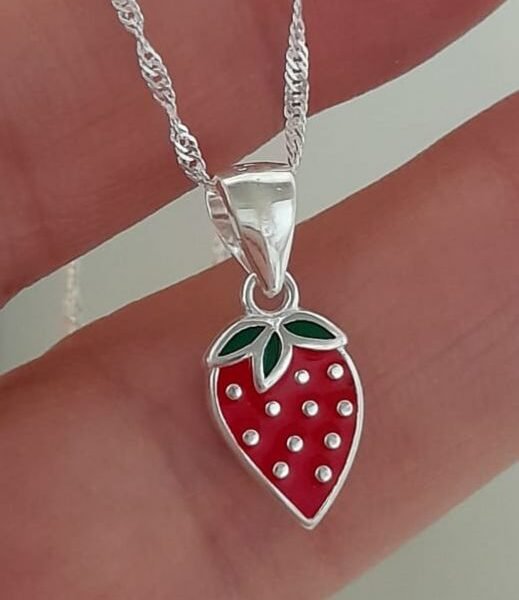 Frutilla esmaltada roja-conjunto italiano