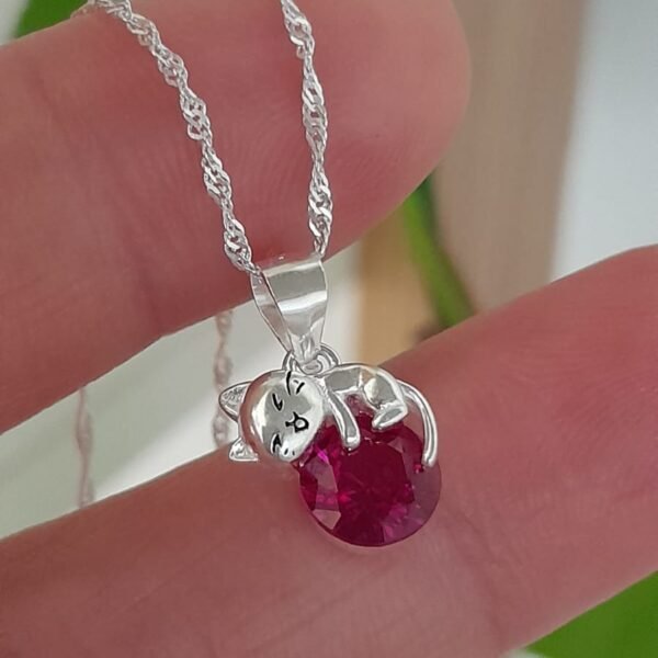 Brillo rosa y abrazo de gato-dije italiano