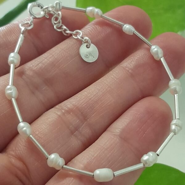 Tubos y perlas-pulsera italiana