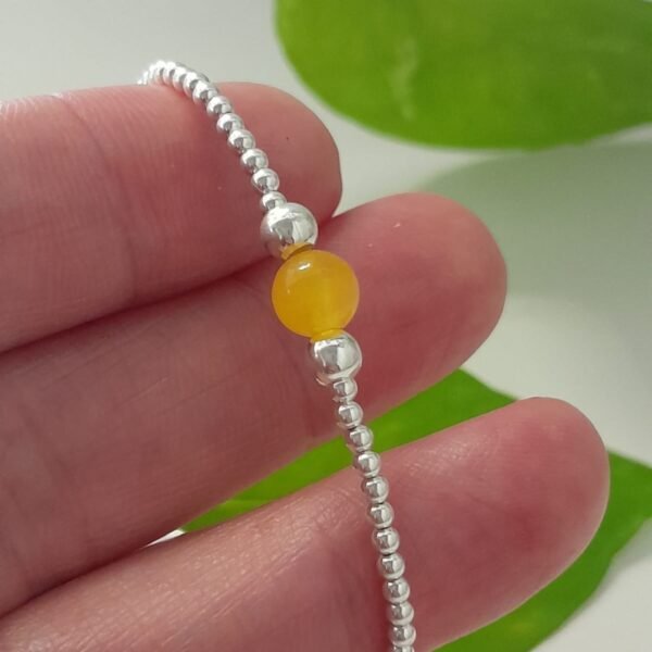 Bolitas y piedra amarilla-pulsera italiana