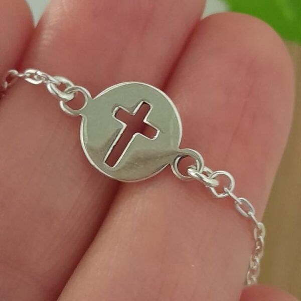 Cruz calada lisa-pulsera italiana