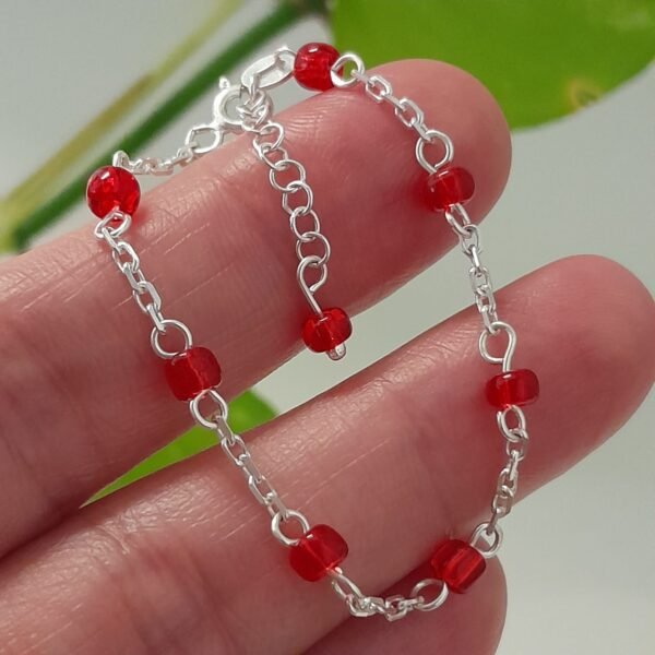Pulsera italiana para niña con canutillo rojo