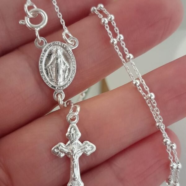Rosario liso cruz con cristo-cadena italiana