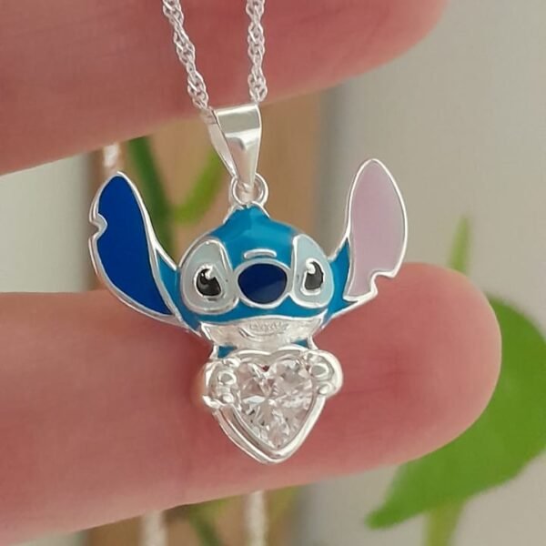 Stitch esmaltado y corazón brillo blanco-conjunto italiano