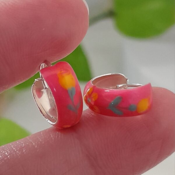 Tulipán esmaltado rosa cierre clásico-argolla italiana