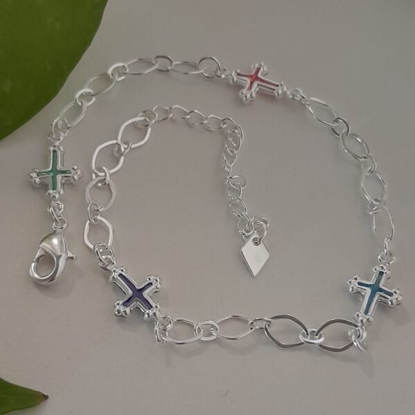 Pulsera laminada cruz cubic colores