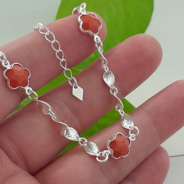 Pulsera laminada flor naranja