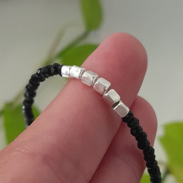 Pulsera italiana cristal de roca negro con cubos