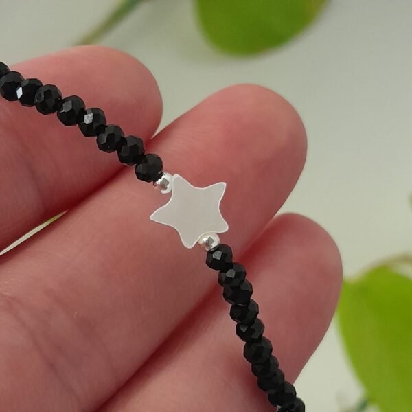 Pulsera italiana cristal de roca negro con estrella central