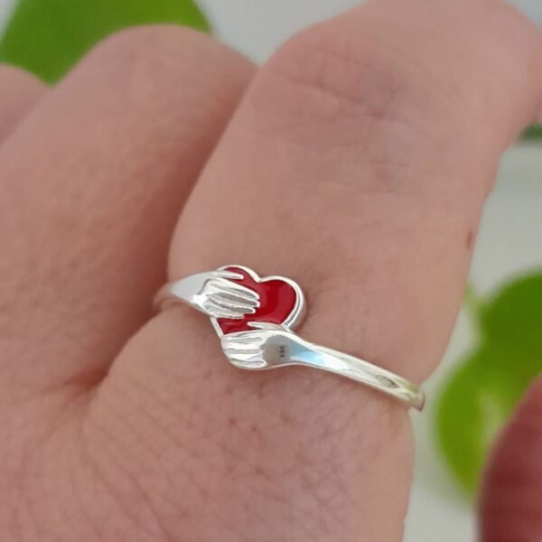 Anillo italiano corazon rojo esmaltado