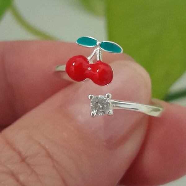 Anillo italiano ajustable cereza esmaltado y brillo