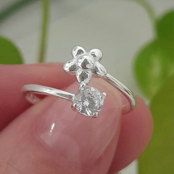 Anillo italiano ajustable flor con brillo