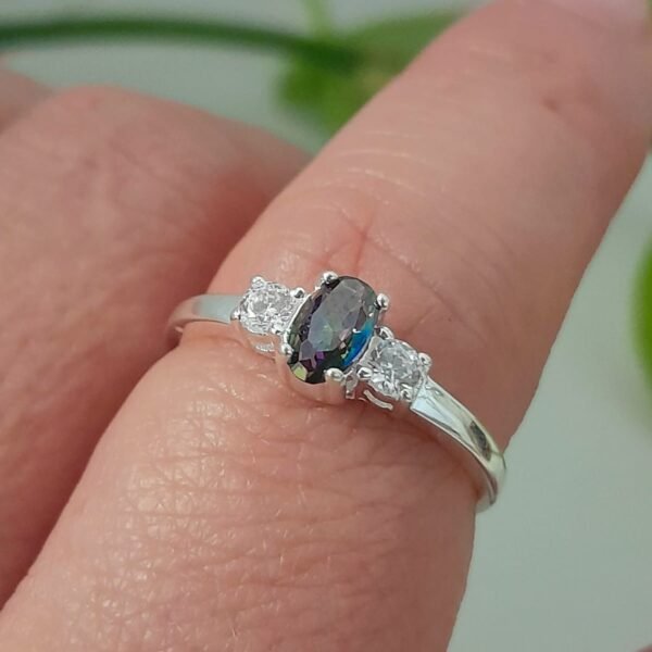 Anillo italiano con cubic tornasolado