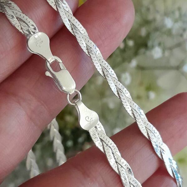 Cadena doble trenza labrada plata 925 45 cm