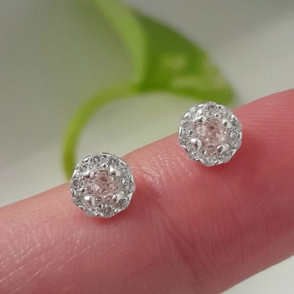 Aros italianos pasante cubic rosa y blanco