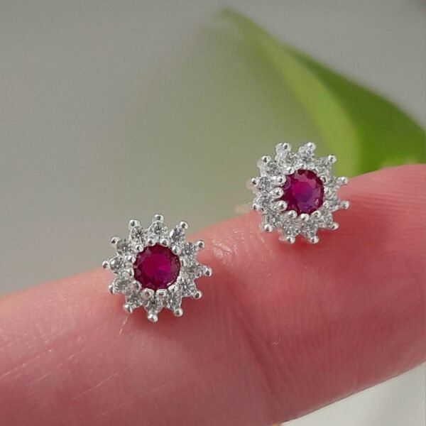 Aros italianos pasante cubic rosa y blanco