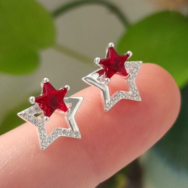 Aro italiano pasante estrella cubic rojo