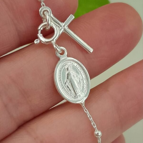 Pulsera denario italiana cruz lisa fina