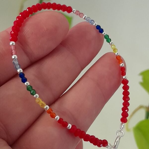 Pulsera italiana cristal de roca rojo con chacras