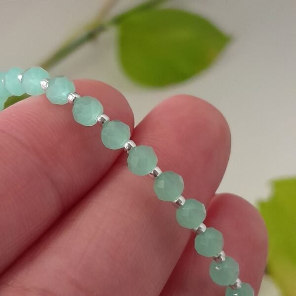 Pulsera italiana cristal de roca verde agua