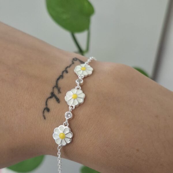 Pulsera italiana margaritas esmaltadas
