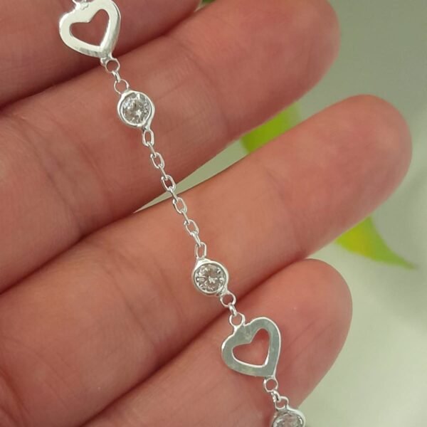 Pulsera italiana corazones lisos y cubic