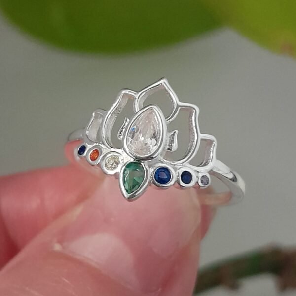 Anillo italiano flor de loto con chacras