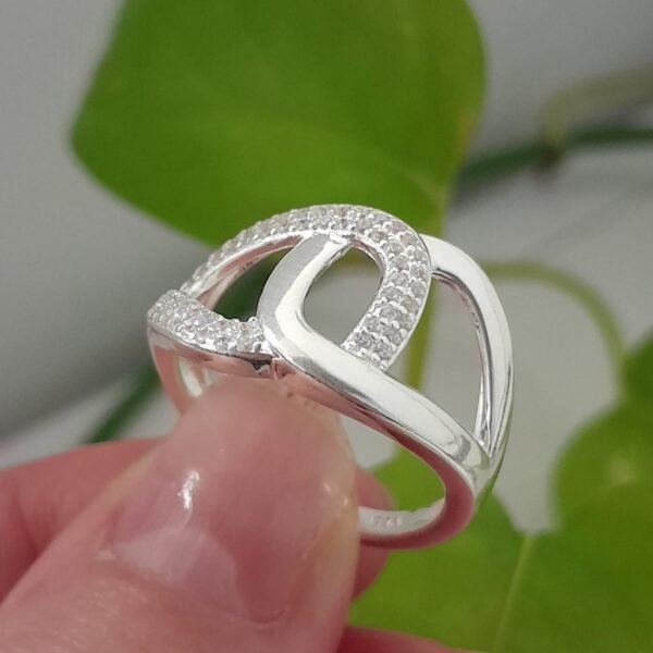 Anillo italiano doble con cubic blanco