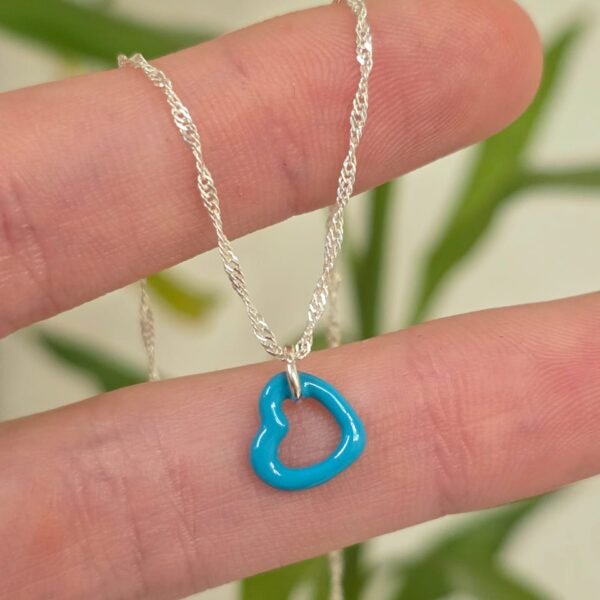 Conjunto italiano corazon esmaltado turquesa