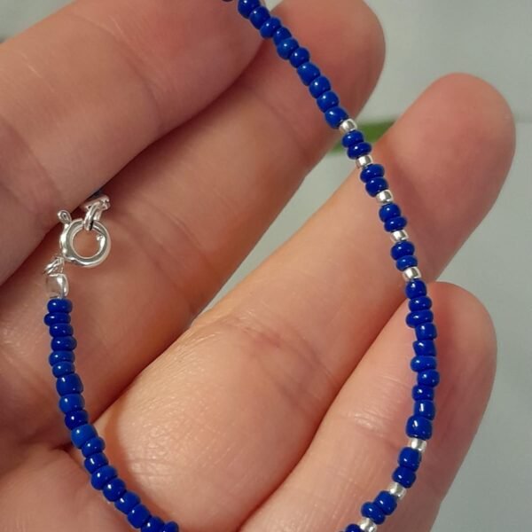 Pulsera italiana con canutillo azul