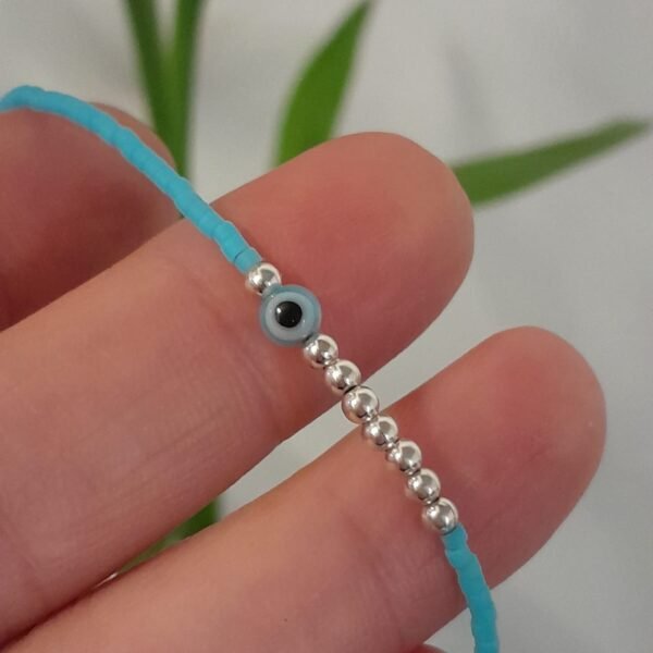 Pulsera italiana celeste con ojo turco