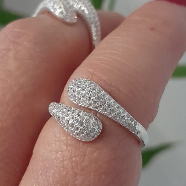 Anillo italiano ajustable dos gotas con cubic