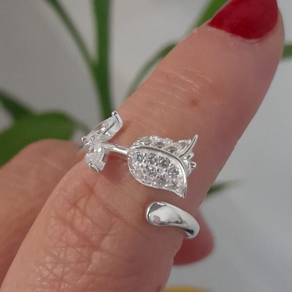 Anillo italiano rosa ajustable con cubic