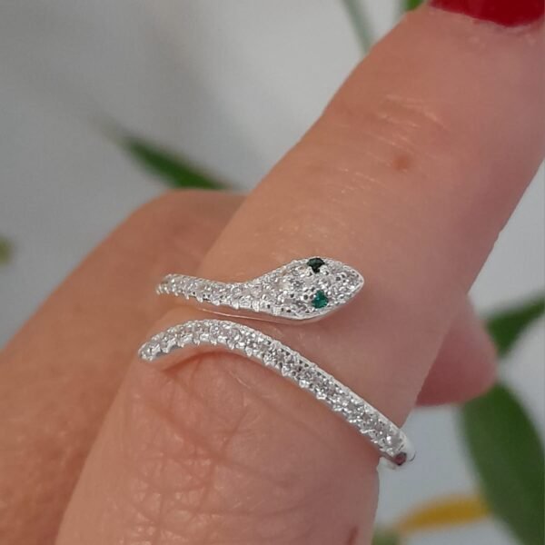 Anillo italiano serpiente con cubic